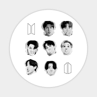 BTS Bubble Gum faces with logo | Group photo Magnet